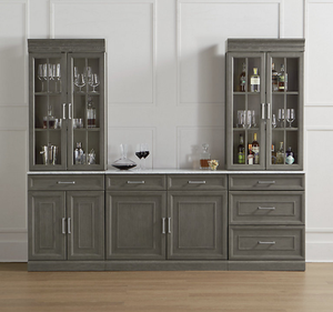 Buffet de cuisine moderne en bois de mahogany massif avec portes vitrées, rangement de luxe, style minimaliste pour salon et salle à manger - Product Image 1