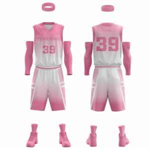 Tenues de basketball réversibles respirantes roses 2024, sublimation BSCI, été, shorts de basketball réversibles, ensembles de basketball d'équipe - Product Image 6