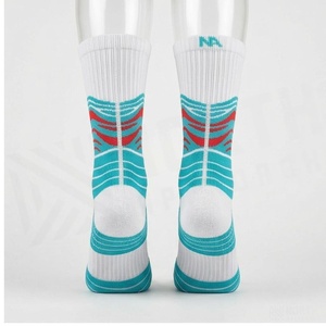 North Approach Crew <b>Socks</b> Geometric Pattern Blue White Breathable <b>Running</b> <b>Socks</b> for Adults Summer Season - Product Image 2