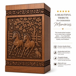Handmade Personalized Engraved Wooden Pet Cremation Urn Eco-Friendly Durable <b>Memorial</b> Keepsake <b>Box</b> - Product Image 4