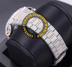 Reloj Personalizable de Oro Blanco con Diamantes Moissanite, Estilo Hip Hop, Cronógrafo, Esfera Azul, Características Únicas, Brillante, a un Precio Accesible - Product Image 3