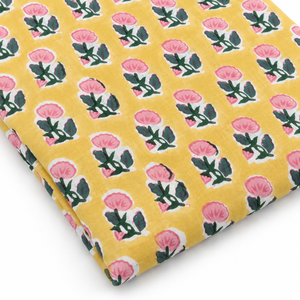 Tela de Algodón Voile Ligera con Estampado Floral Hecho a Mano por Pinksa, Hilo Peinado, Ancho de 43/44 Pulgadas, Rajasthan, Hilo 60S60S, 90 GSM - Product Image 6