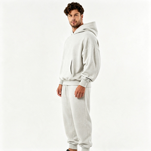 Conjunto de dos piezas personalizado al por mayor para hombre: Sudadera extragrande de hombros caídos y pantalones jogger con puños, 100% algodón de alto gramaje. - Product Image 5
