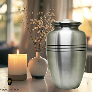 Brushed Silver Metal Cremation Urn for Adult Human Ashes - Product Image 3