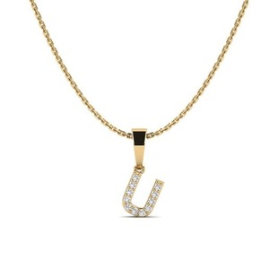 Pendentif lettre U en argent 925 avec moissanite et strass en cristal sertis en canal, charme hip-hop unisexe, idéal pour un cadeau - Product Image 1