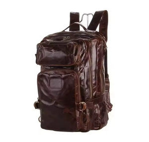 Premium Genuine Leather Vintage Fashion Lightweight Backpack Men Women Durable Travel Laptop Bag Stylish Zipper Closure Cotton - Product Image 1