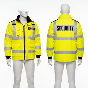 Chaqueta de Seguridad Unisex con Capucha, 300 GSM, Lona Amarilla Fluorescente, Diseño con Paneles Reflectantes, Impermeable, Impresión Personalizada, Logotipo Bordado - Product Image 1
