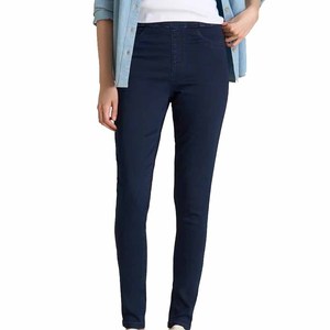 Jean en denim noir taille haute skinny pour femme, longueur intégrale, couleur unie, décontracté, en tissu extensible coton-élasthanne, style automne - Product Image 4