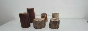 Bougeoir artisanal en bois naturel avec écorces de bois pour la décoration de la maison et les cadeaux de Noël en vente en provenance d'Inde - Product Image 3