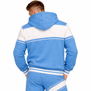 Conjunto Deportivo Personalizado Unisex, 100% Algodón, Transpirable y Ecológico, Sudadera con Capucha y Pantalones Jogger con Cierre, Color Azul Cielo y Blanco, para Fitness y Running - Product Image 2