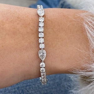 Teardrop Moissanite Tennis Bracelet 925 Sterling Silver Rhodium Plated Iced Diamond Look Women Luxury Wedding Engagement <b>Gift</b> - Product Image 5