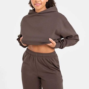 Premium Quality Wholesale Customized Printing Logo Women's Solid Hooded Casual Tracksuit Heavyweight Breathable OEM Supply - Product Image 6