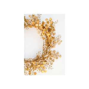 <b>Vintage</b> Metal Floral Wall Wreath Boho Gold Leaf Iron Flower Garland Hanging <b>Ornament</b> for Wedding Party Home Christmas Decor - Product Image 4