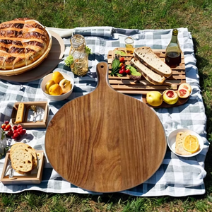 Planche à découper ronde en bois pour pizza, à une main, durable, non toxique, compatible lave-vaisselle, pour servir et préparer les aliments, Uttar Pradesh - Product Image 4