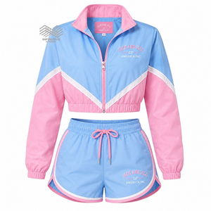 Ensemble veste coupe-vent et short pour femme, brodé, color block, au-dessus du genou, séchage rapide, de la marque grecque Jack and Jill of America Inc., vente en gros - Product Image 1