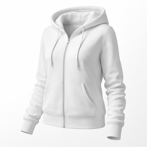 Wholesale Custom White <b>Zip</b> <b>Up</b> Hoodie for Women - OEM Supplier, Factory Direct Manufacturer - Product Image 3