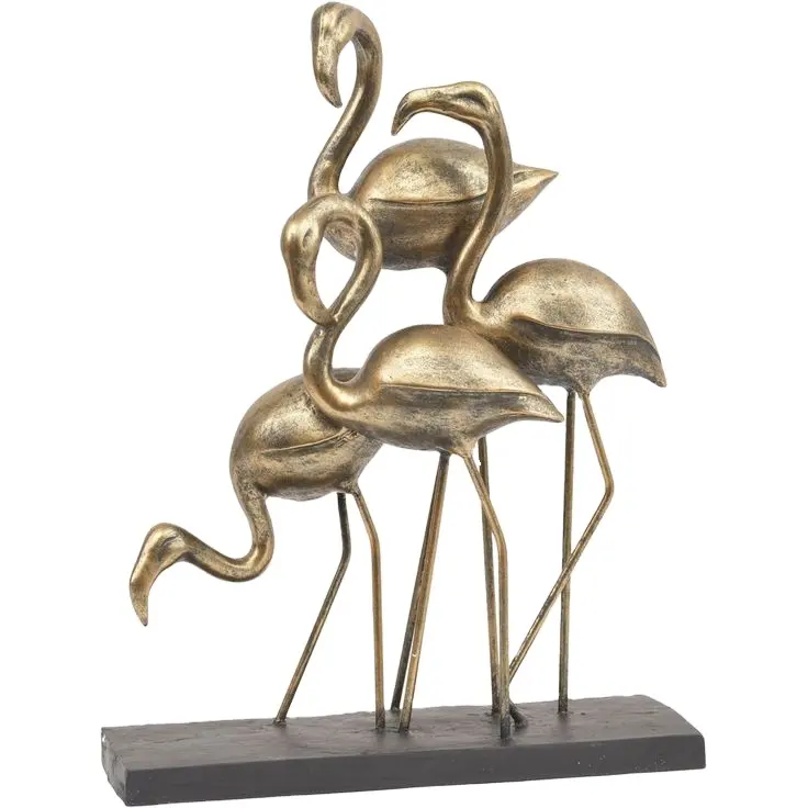Flamingo Messing Sculptuur Gegoten Aluminium Tuin Decor Fabriek Verkoop Woonkamer Ornament Tafel Sculptuur Kerst Decor Handgemaakt