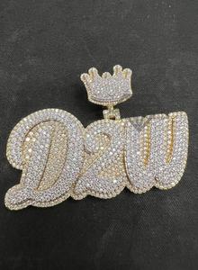Colgante de Joyería Fina Personalizado con Letra, Nombre, Número o Logotipo, con Incrustaciones de Diamantes Moissanite Redondos, Estilo Hip Hop, Colgante de Dos Tonos - Product Image 5