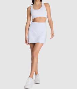 Jupe courte plissée taille haute pour femme, style sportif, couleur unie, en tissu non tissé, respirant, élasthanne, polyester, séchage rapide - Product Image 1