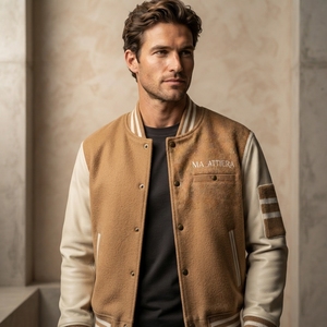 Veste pour homme MA-ATTIERA en polaire, laine et polyester, décontractée, col rabattu, logo brodé sur le devant, coupe classique, pour l'automne - Product Image 3