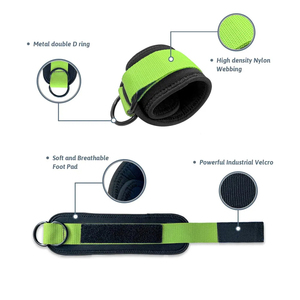 Nouveauté 2026 – Sangle de cheville unisexe en nylon/spandex avec anneau en D pour la musculation et la protection intégrale en salle de sport – Vente en gros - Product Image 6