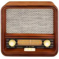 Radio AM/FM Kayu Vintage dengan Bluetooth, Aux-in, Speaker Terintegrasi, Layar Retro Berlampu, Kabinet Kayu Asli Buatan Tangan