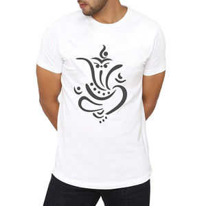 T-shirts pour hommes en coton 100% tricoté 220g, style décontracté, col rond, manches courtes, impression sérigraphique personnalisée - Product Image 1