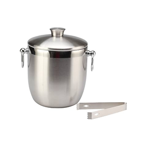 Seau à glace en acier inoxydable grande capacité, seau à glace rond pour bar, seau à glace personnalisé avec poignée - Product Image 1