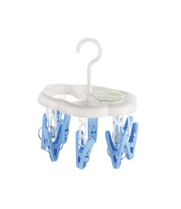 8 Clip Round Clothes <b>Drying</b> <b>Rack</b> With Blue Clips Hook Type Plastic Hanger For Laundry Room Multifunctional Durable Design - Product Image 1