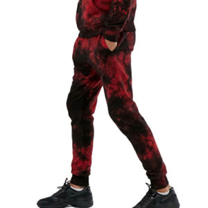 Conjunto Deportivo de Hombre con Capucha, Tie Dye Rojo y Negro, Lavado, Manga Larga, Casual, Pantalones Joggers, Cintura Elástica, Invierno, Talla 6XL - Product Image 3