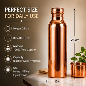 Elegant 1000ml Handmade <b>Copper</b> <b>Bottle</b> Ayurvedic Health Water Storage <b>Bottle</b> with Hammered Surface and Leak Proof - Product Image 5