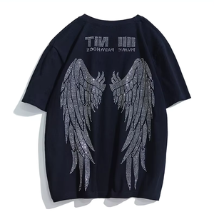 เสื้อยืดผู้ชายลำลองฤดูร้อน ผ้าฝ้าย 100% แขนสั้น ทรงโอเวอร์ไซส์ พิมพ์ลายเพชร ทรงหลวม - Product Image 2