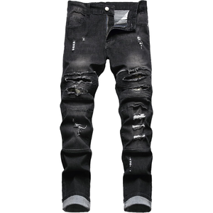 กางเกงยีนส์ผู้ชายทรงสลิมฟิต ขาดๆ เซอร์ๆ สไตล์ไบค์เกอร์ ผ้ายืด ทรงสกินนี่  แบบมีกระเป๋า  สตรีทแวร์ - Product Image 1
