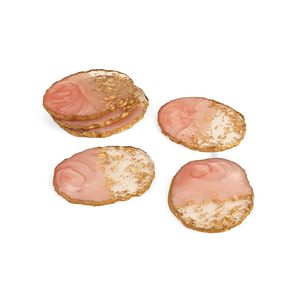 Posavasos de Resina y Madera para Tazas de Té, Café y Tazas |   Posavasos de Resina |   Accesorios de Decoración para Mesa de Comedor - Rosa Dorado - Product Image 2