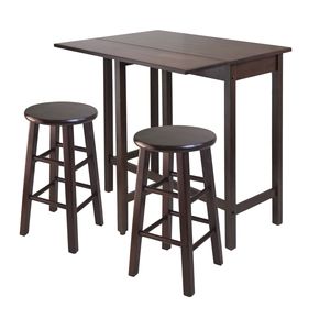 Lynnwood Drop Leaf Island <b>Table</b> with Walnut <b>Stool</b> 2 Square Legs for <b>Bar</b> Setting - Product Image 1