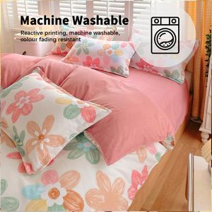 3-Piece Spring Pink Floral Duvet Cover Set for Adults King Size Bedding 2 Pillowcases Home Bedroom Pink Flowers Bedding Set - Product Image 5