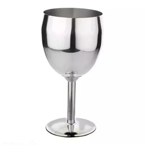 Stainless Steel <b>Wine</b> <b>Goblets</b> Set of 2 Round Elegant Design Unbreakable for Party Home Use Western Drinking Glass <b>goblet</b> - Product Image 3