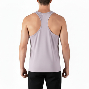 เสื้อกล้ามทรงวีคอสำหรับผู้ชายไซส์พลัส ผ้าโพลีเอสเตอร์ 100% แบบเรียบ สายไขว้หลัง เหมาะสำหรับออกกำลังกาย วิ่ง เล่นกีฬา และสวมใส่ลำลอง - Product Image 3