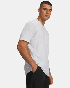 T-shirt blanc à col roulé et manches courtes, style hip-hop, coupe classique, logo imprimé sur le devant, motif dessin animé, respirant, 100 % coton, pour homme, idéal pour la gym - Product Image 1