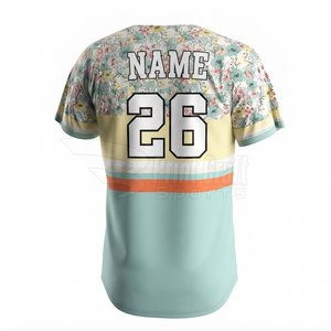 Breathable Sublimation Printed Baseball Two <b>Button</b> Shirts Comfortable Baseball Two <b>Button</b> Shirts - Product Image 2