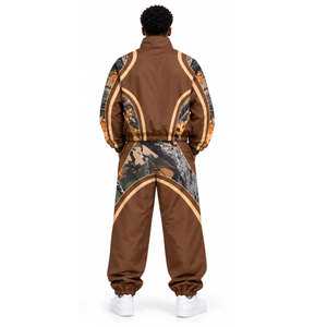 Conjunto deportivo de 2 piezas con chaqueta con cremallera y pantalón elástico 100% nailon, logotipo personalizado, cortavientos extragrande para hombre - Product Image 3