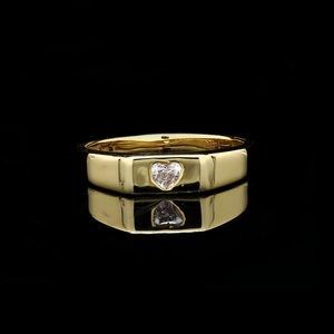 Gold-Plated 925 Sterling Silver <b>Heart</b> <b>Signet</b> <b>Ring</b> White CZ - Product Image 5