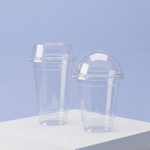 Clear <b>Plastic</b> <b>Cups</b> with Lids Round PP Disposable Beverage <b>Cup</b> for Coffee Tea Takeaway 16 20 22oz - Product Image 1
