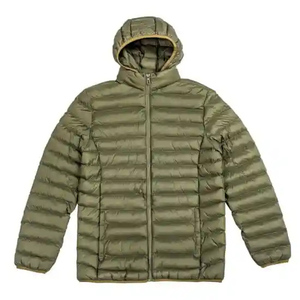 Chaqueta de Plumón con Capucha para Hombre, Color Verde Oliva, Cierre de Cremallera, Cortavientos, Informal, para Invierno, Corte Regular, Color Sólido, Exterior de Poliéster - Product Image 1