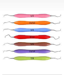 Juego de instrumentos médicos para higiene dental, raspador Gracey, 7 piezas, juego profesional de raspadores dentales multicolor. - Product Image 1