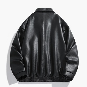 Women's PU Leather Moto Jacket Solid Color Turn-down Collar Zipper Closure Full Sleeve Autumn Style - Product Image 2