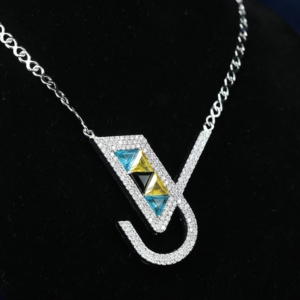 Hand-set Moissanite Letter V Pendant S925 18K Gold Plated <b>Initial</b> <b>Necklace</b> for Certified Trendy Wholesale Factory Customisation - Product Image 4