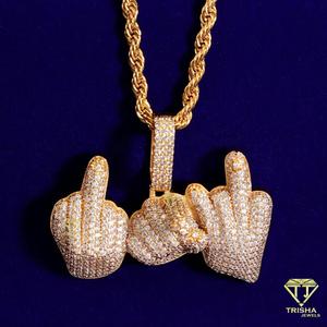 Custom Hand Sign Moissanite Diamond Pendant Necklace for Men in 925 Sterling Silver Hip Hop Jewelry - Product Image 2