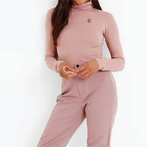 Camiseta de Manga Larga con Cuello Alto para Mujer, Informal, de Verano, Lisa, 100% Algodón Orgánico, con Logotipo, Transpirable, Ecológica, de Secado Rápido - Product Image 1
