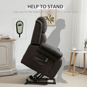 Poltrona Elettrica Robusta e Confortevole in Pelle PU Marrone per Anziani, Facile Controllo Remoto, USB Intelligente per Soggiorno - Product Image 6